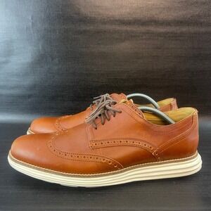 Cole Haan Original Grand Men's size 9.5 Tan Leather Wingtip Oxford Comfort Shoes